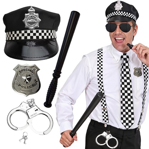 Policeman set hat handcuffs - policeman,