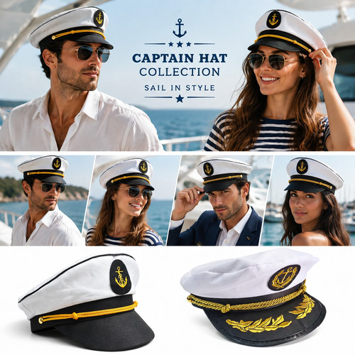 Navy captain hat - adults, unisex