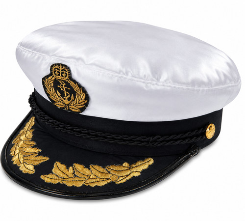 White deluxe captain hat - deluxe,